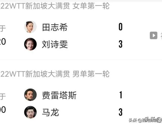wtt新加坡大满贯比赛正赛第一天比赛最新战报