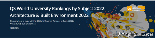 2022年QS世界大学建筑学院排名