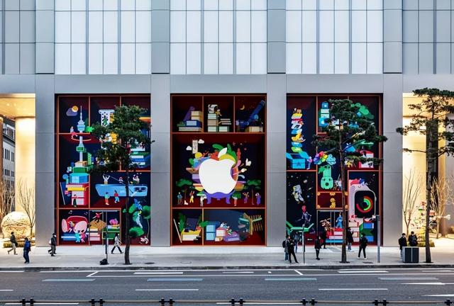 Apple韩国最大门店logo又玩出了花