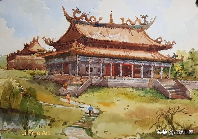 画家笔下的水彩风景，画面色彩丰富，造型严谨，安静细腻