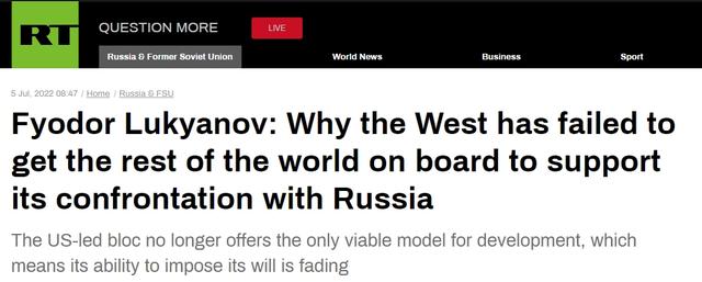 俄媒体人：为什么西方无法拉拢其他国家一起对抗俄罗斯？