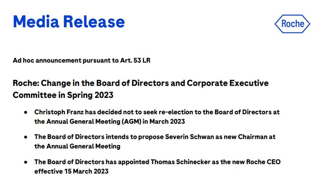 刚刚！罗氏换帅