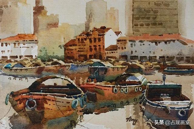 画家笔下的水彩风景，画面色彩丰富，造型严谨，安静细腻