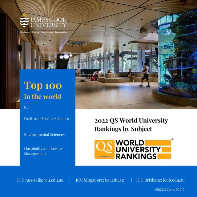 詹姆斯库克大学JCU3大学科稳居世界百强，新加坡校区课程荣登榜单