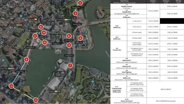 新加坡国庆倒计时三天，道路交通管制已开始实施