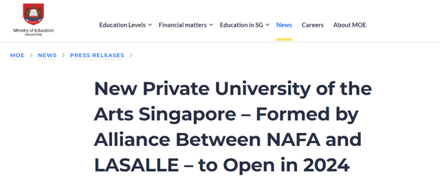 新加坡首所艺术大学—新加坡艺术大学（UAS）正式成立