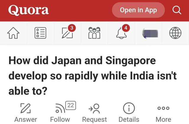 印度网友：新加坡日本这样的弹丸小国都是发达国家为何印度不是？