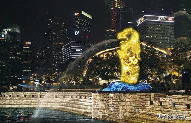 新加坡鱼尾狮像欢庆贺金禧