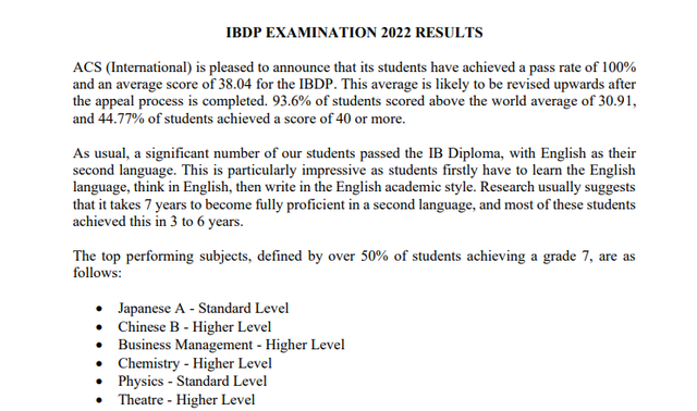 2022年11月IB考试成绩放榜，新加坡国际学校名列前茅