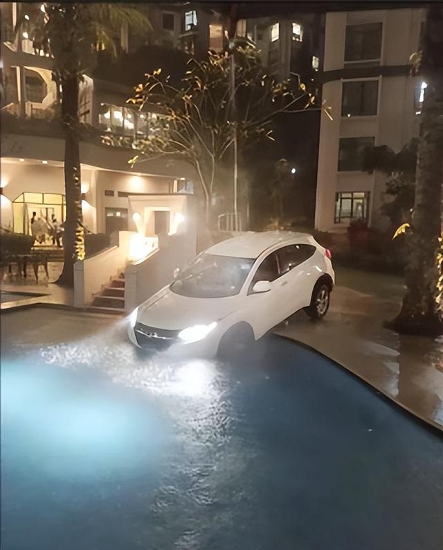 新加坡老司机迷路将车开进泳池，八旬老妇跳车求生