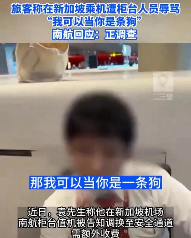 新加坡乘机遭柜台人员辱骂“是狗”，南航致歉