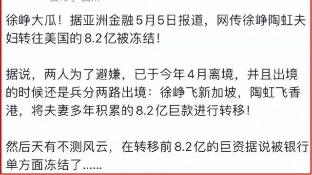 曝徐峥陶虹8.2亿被美国冻结,两人心急如焚,徐峥回应把网友看笑了