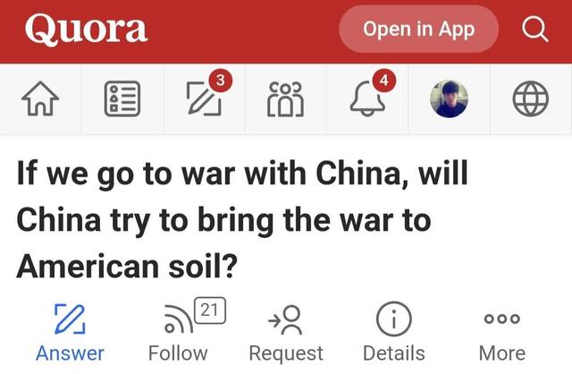 美国网友问：如果我们与中国开战，中国会把战争带到美国本土吗？