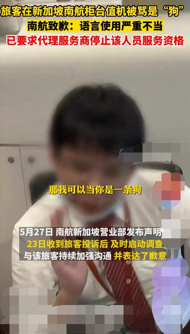 南航值机柜台人员在新加坡辱骂乘客是“狗”