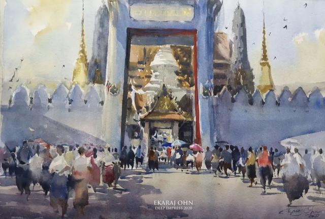 泰国画家Ekaraj Ohn笔下的氤氲小镇