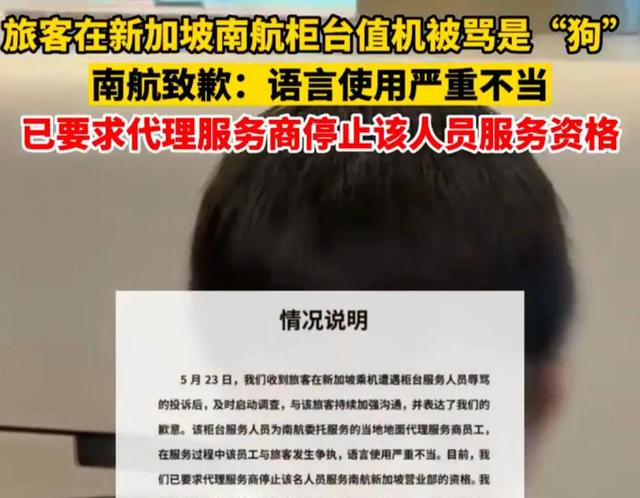 南航值机柜台人员在新加坡辱骂乘客是“狗”