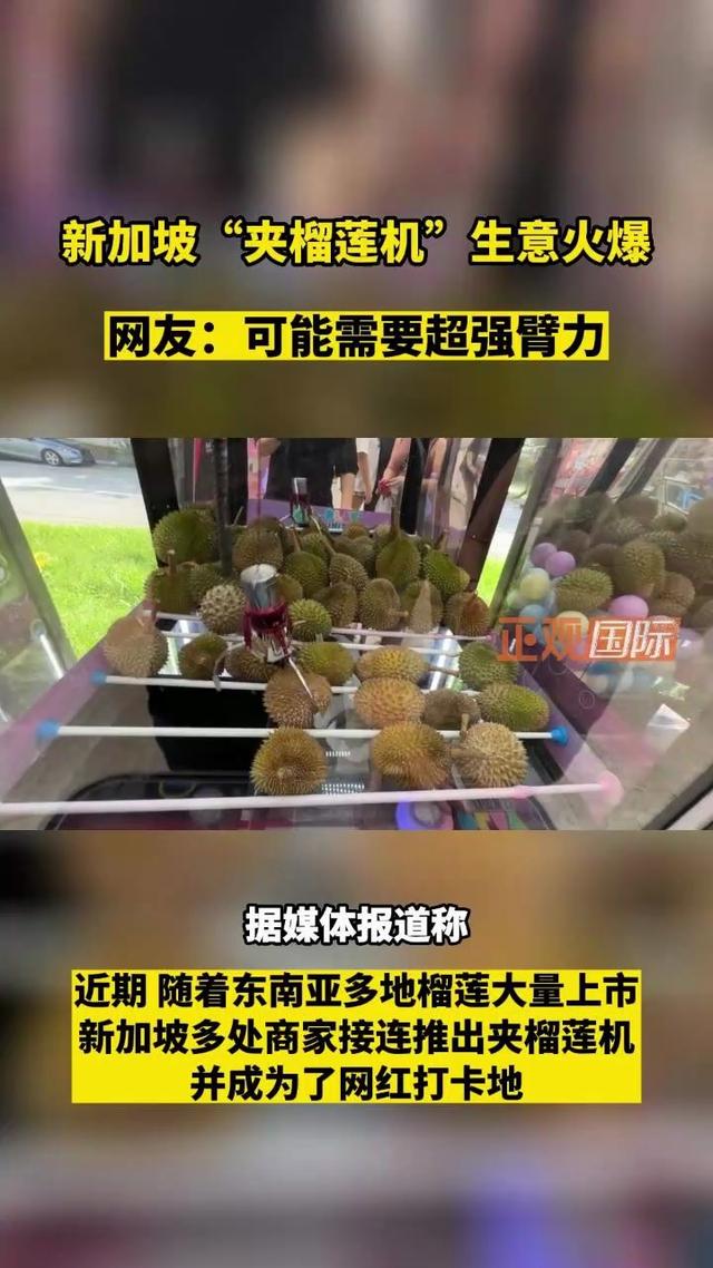 视频|新加坡“夹榴莲机”生意火爆，网友：可能需要超强臂力